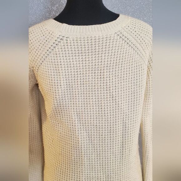 Marine Layer Delaney Pullover Waffle Knit Sweater Cream M - Picture 12 of 16